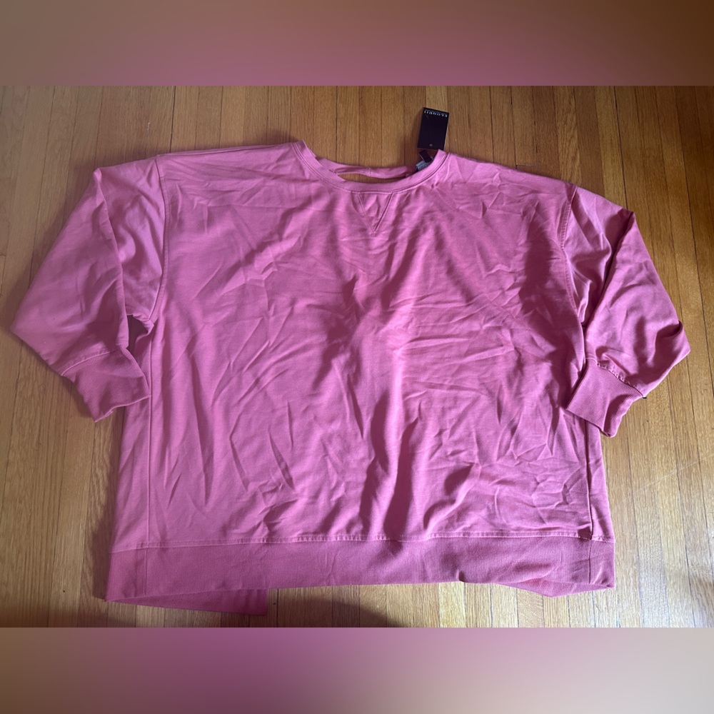 Eloquii Coral Pink Boxy Sweatshirt with Back Bow Tie, Size 22/24, NWT